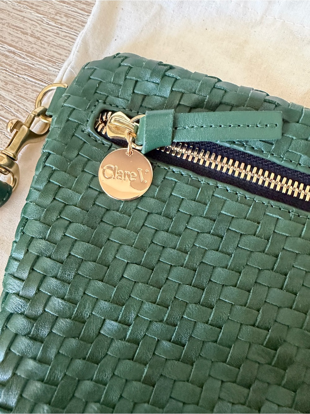 Clare V Green Woven Leather Crossbody - Picture 2 of 9